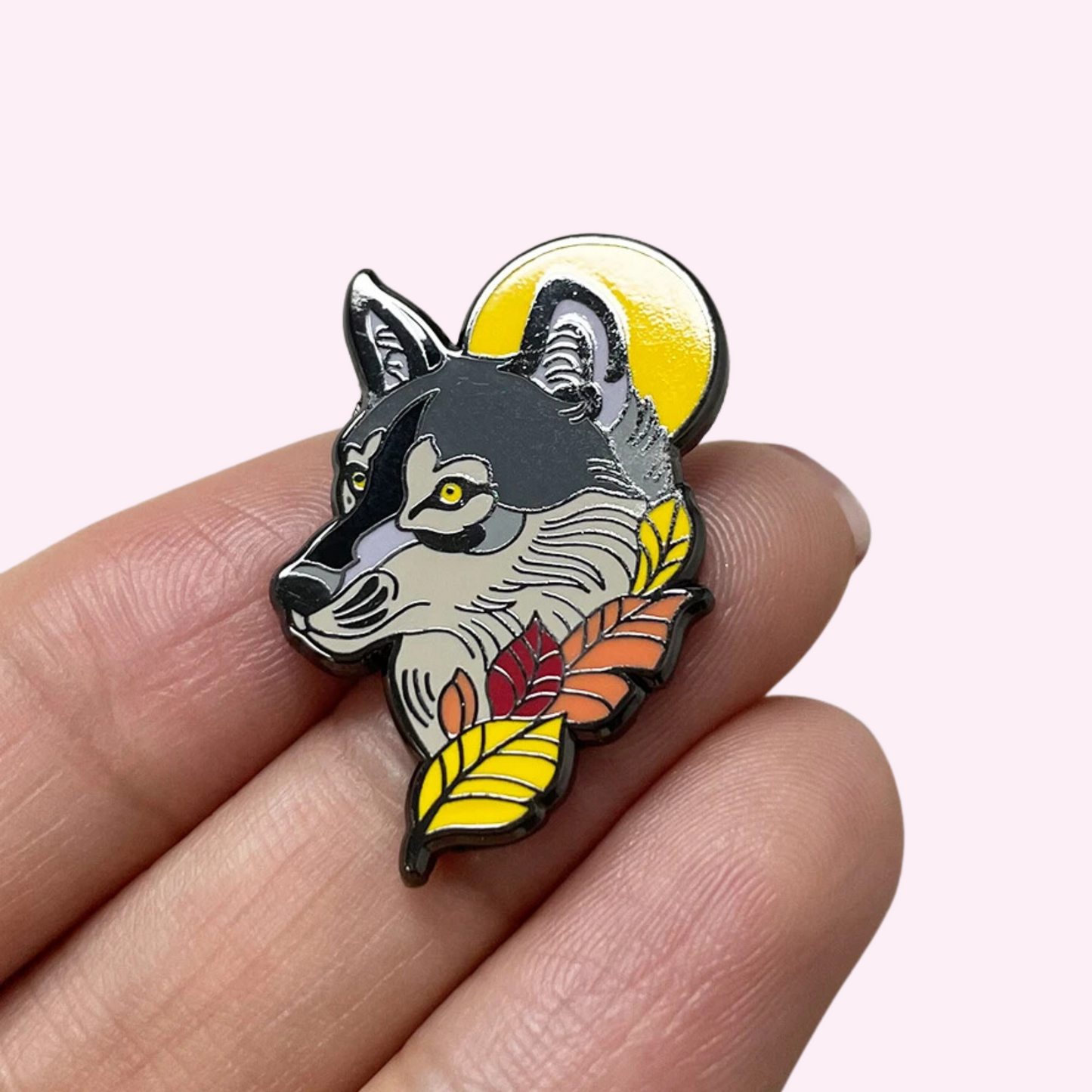 Wolf and Full Moon Enamel Pin
